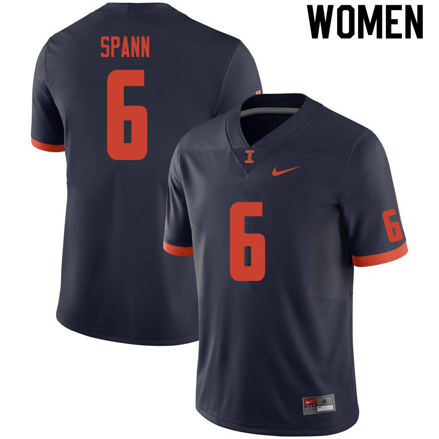 Women #6 Deuce Spann Illinois Fighting Illini College Football Jerseys Sale-Navy